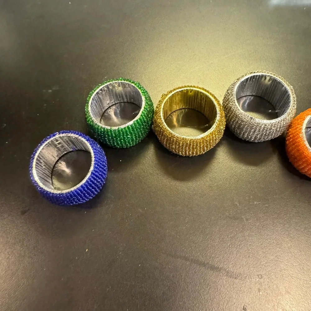 Beaded Napkin Rings Set of 6 Multicolor Jewel Tone Boho Dining Decor